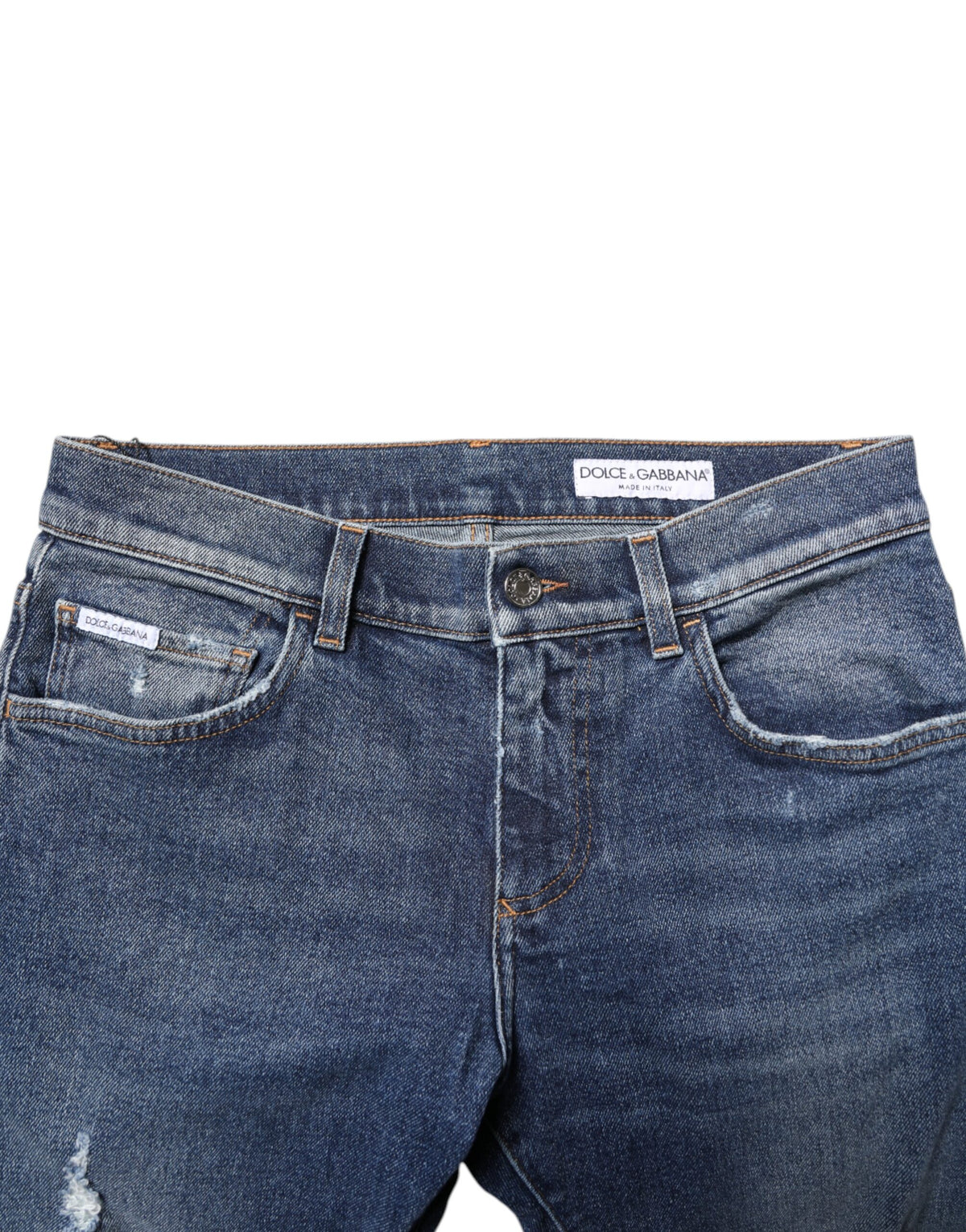 Blue Washed Skinny Cotton Tattered Denim Jeans