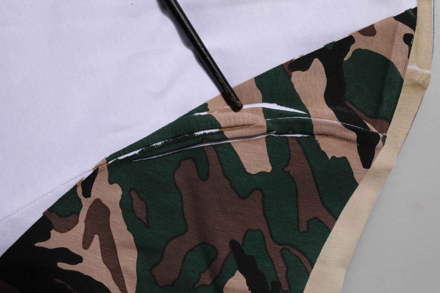 White Camouflage Cotton Men Crew Neck T-shirt