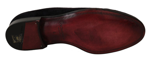 Loafers Black Velvet Gold Crown Dolce & Gabbana