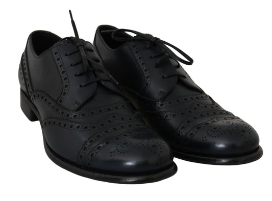 Dark Blue Leather Wingtip Oxford Dress Shoes Dolce & Gabbana