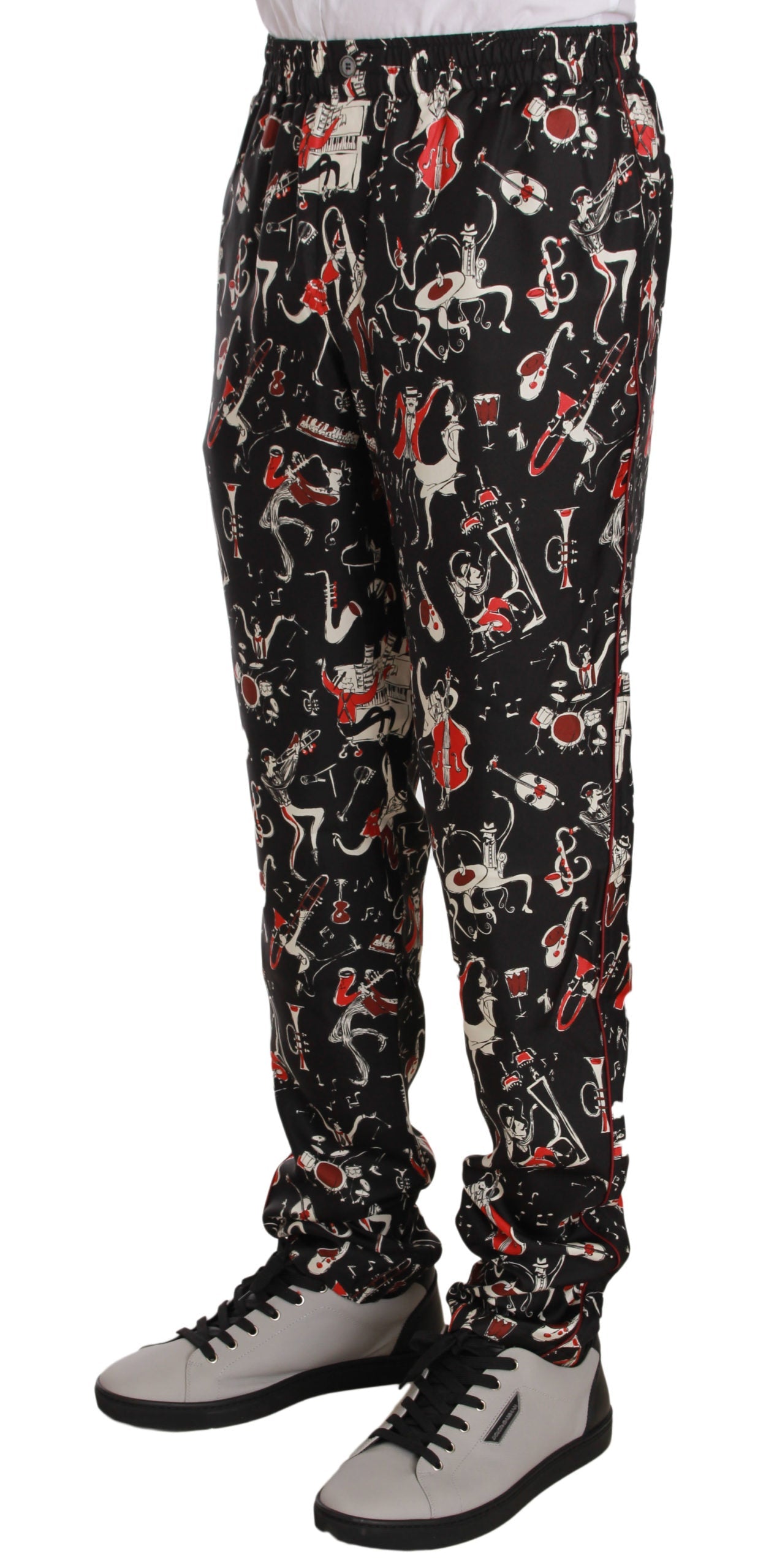 Red Musical Instrument Print Sleepwear Pants Dolce & Gabbana