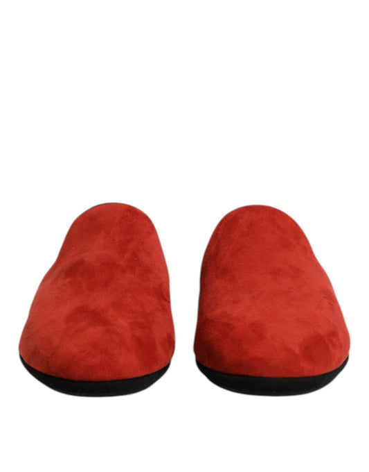 Orange Suede Slides Flat Slipper Shoes
