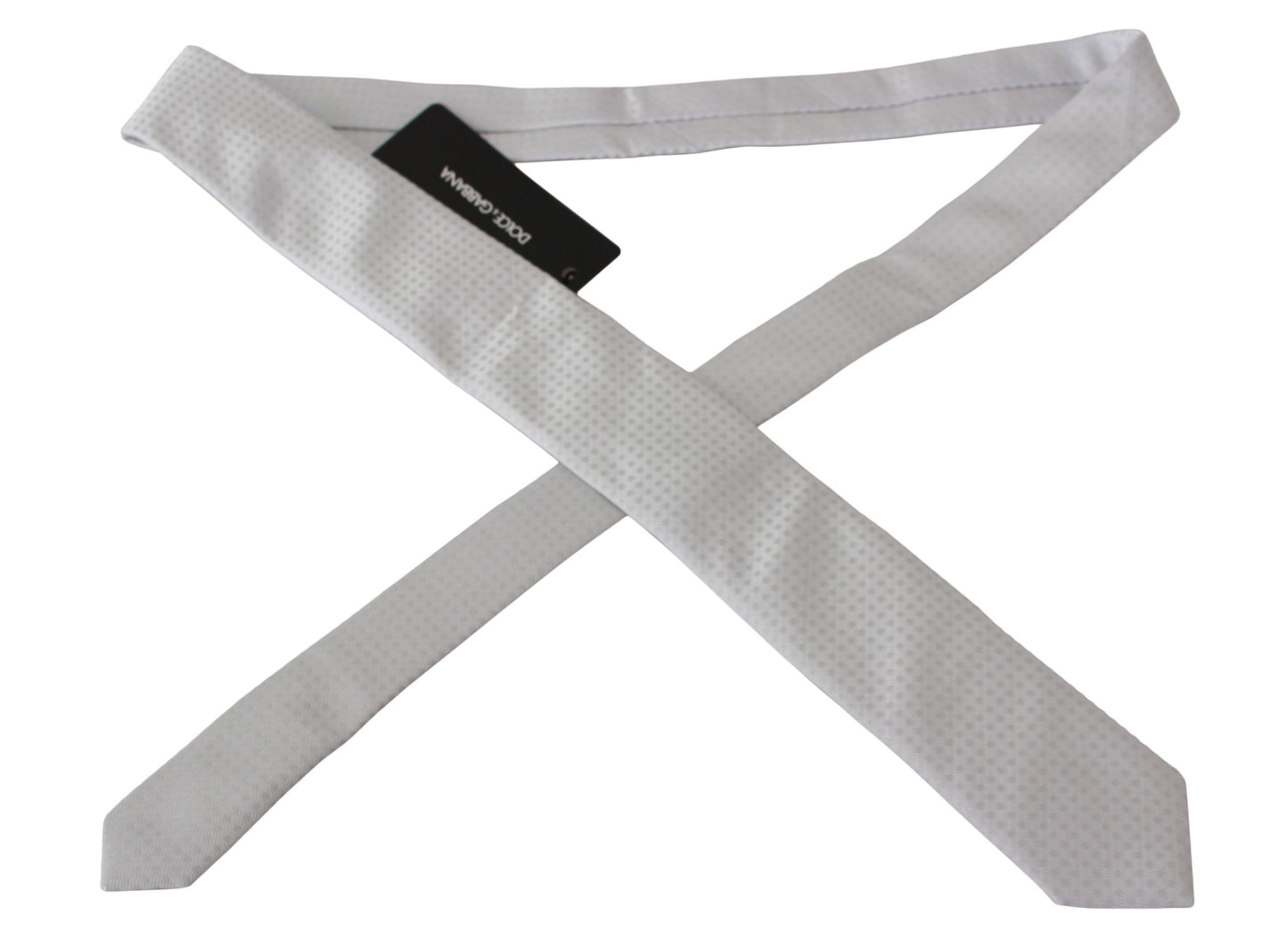 White Patterned Classic Mens Slim Necktie Tie Dolce & Gabbana