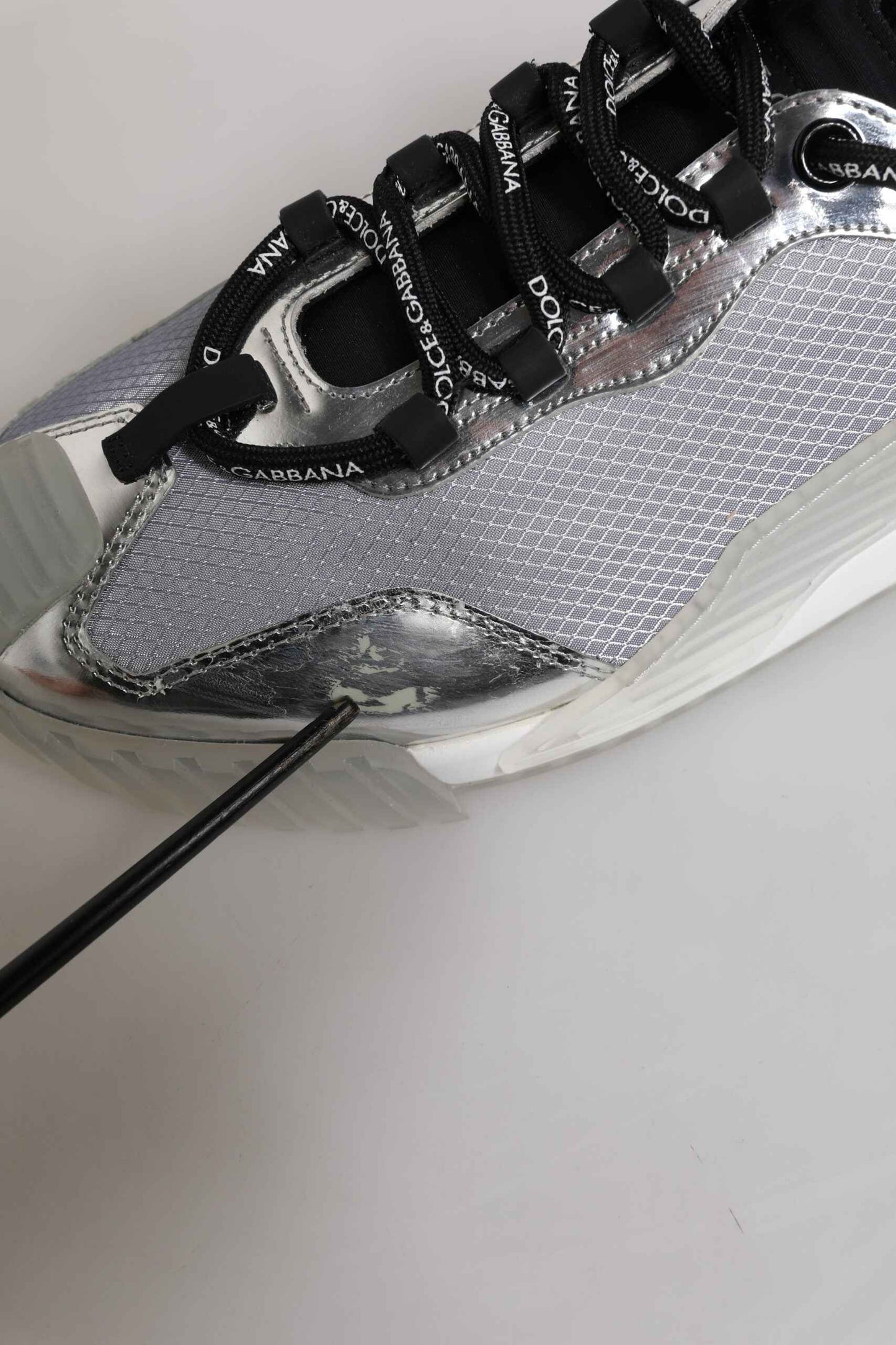 Silver Black Nylon NS1 Low Top Men Sneakers Shoes