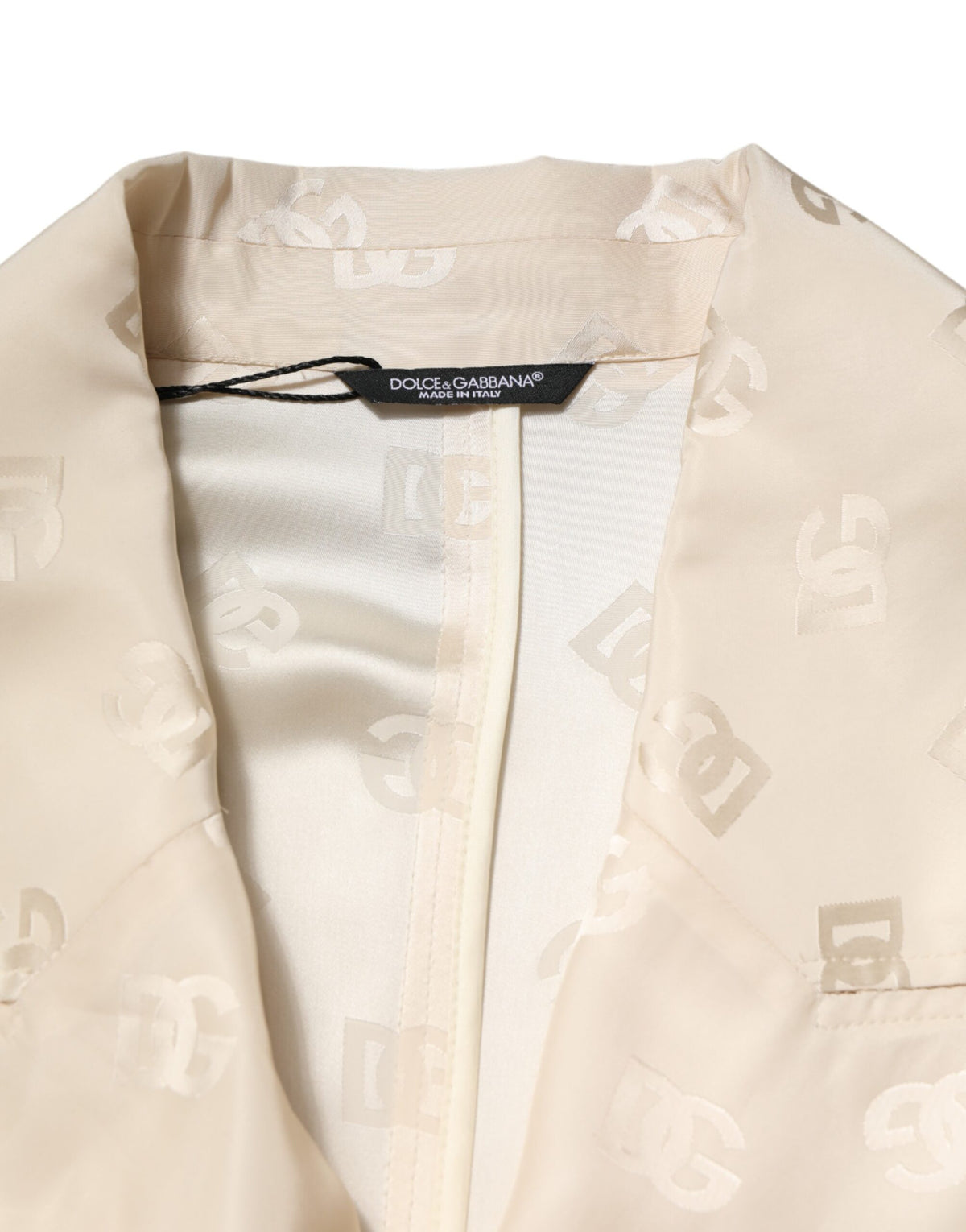 Beige Polyester Logo Monogram Coat Jacket