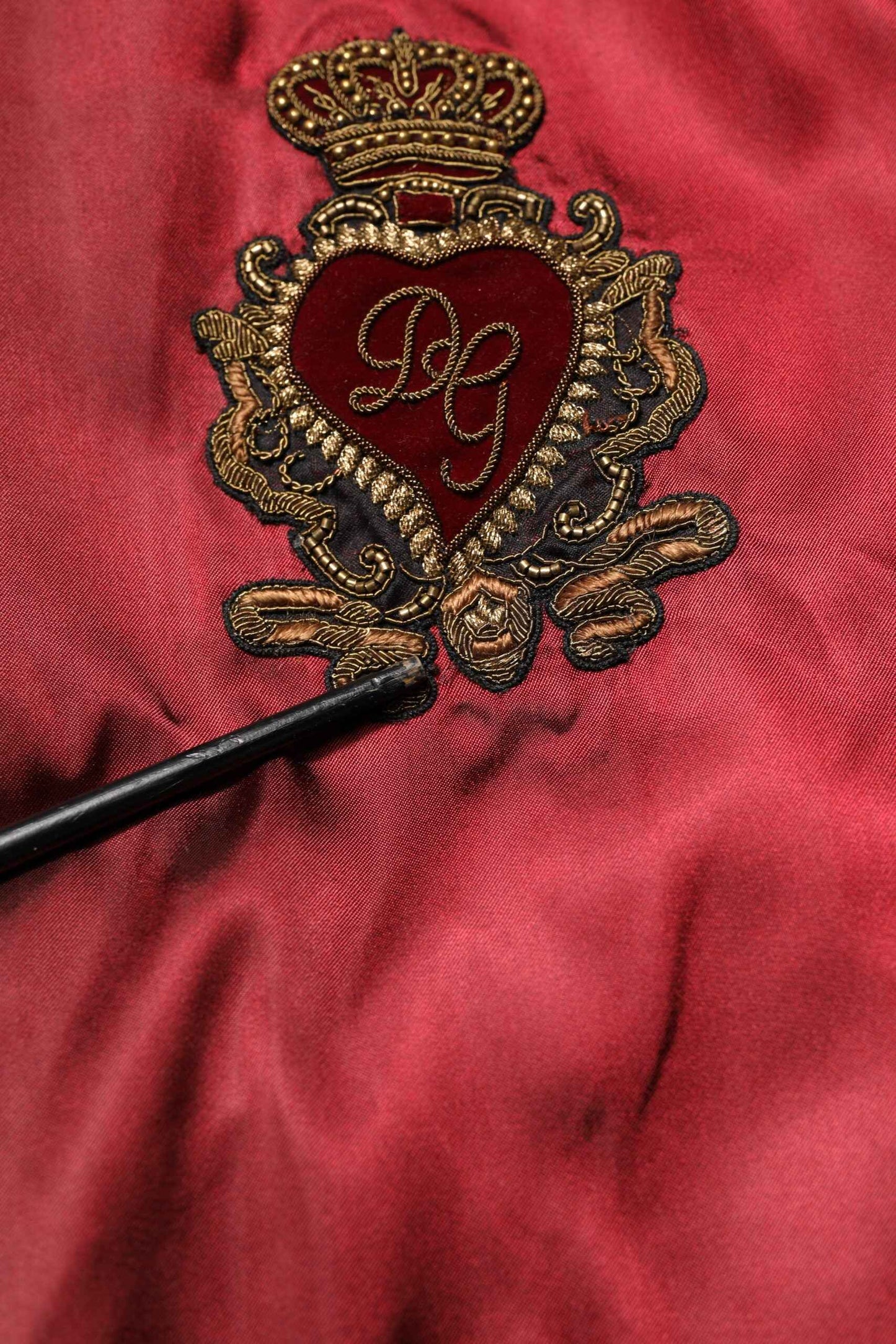 Maroon Nylon DG Crown Embroidery Jacket