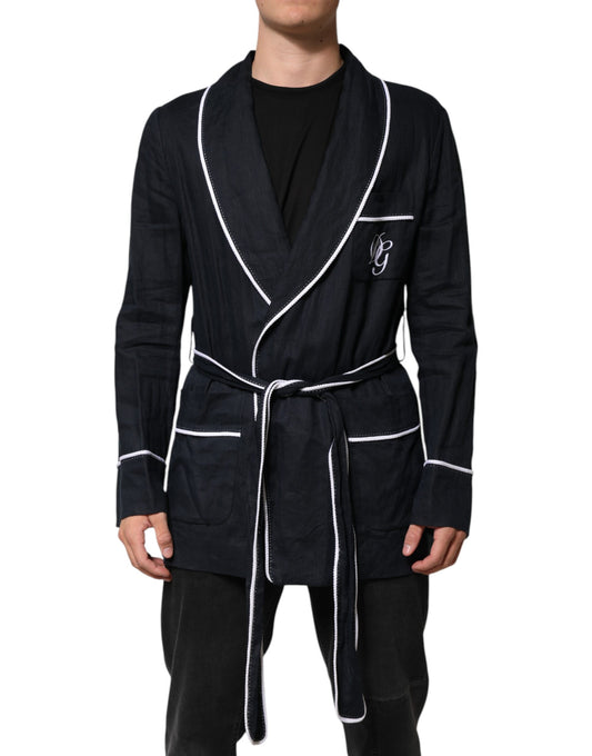 Dark Blue DG Embroidery Jacket Robe Blazer