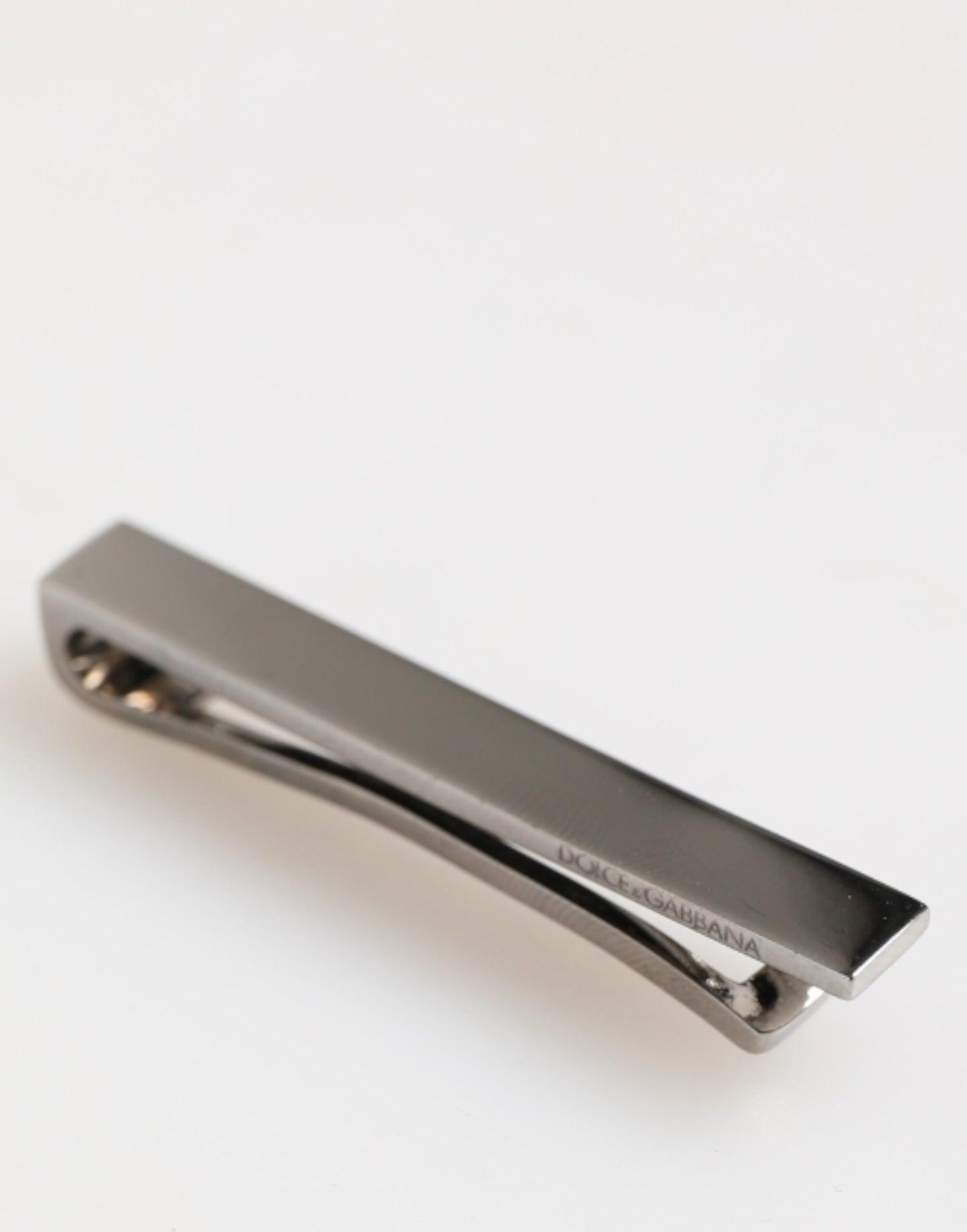 Silver Tone Brass Logo Branded Men Accessory Tie Clip Bar
