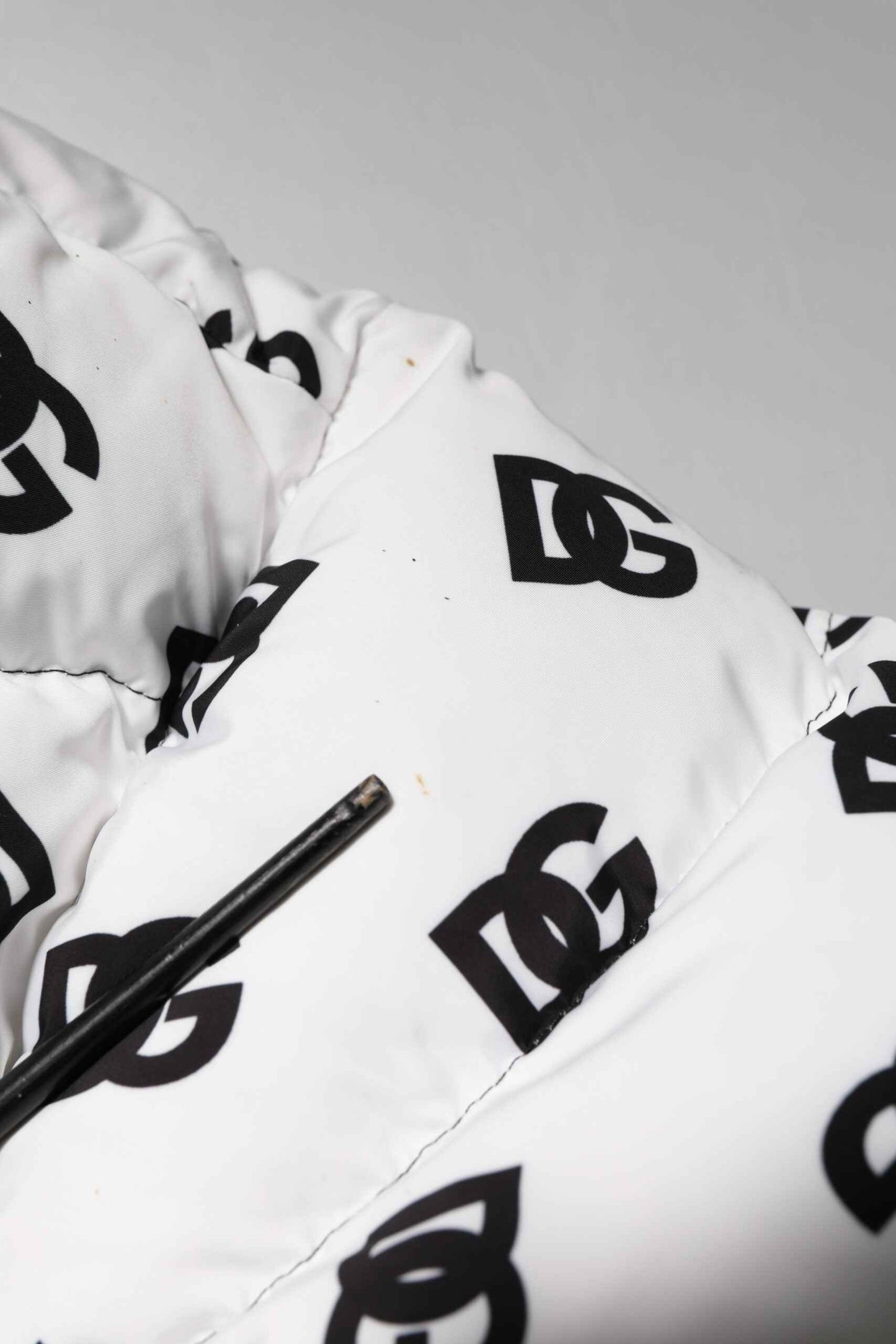 White DG Monogram Full Zip Quilted Jacket