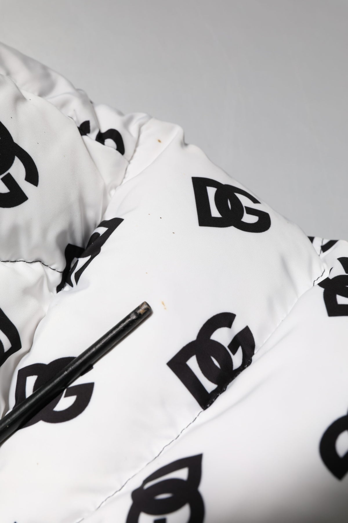 White DG Monogram Full Zip Quilted Jacket