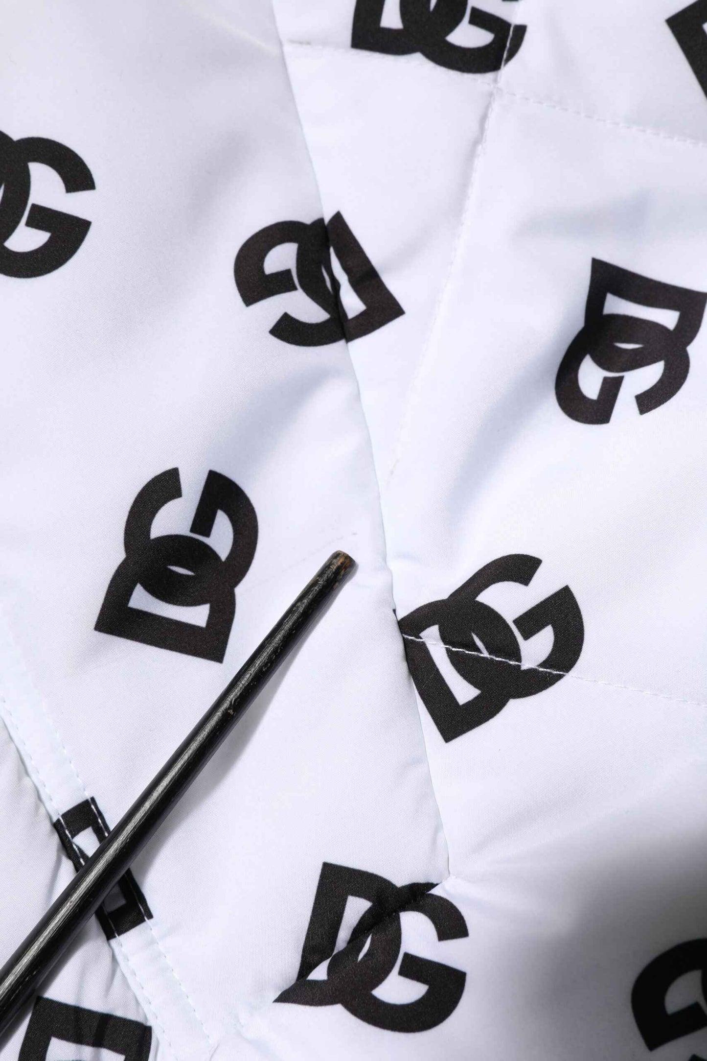 White DG Monogram Hooded Quilted Jacket