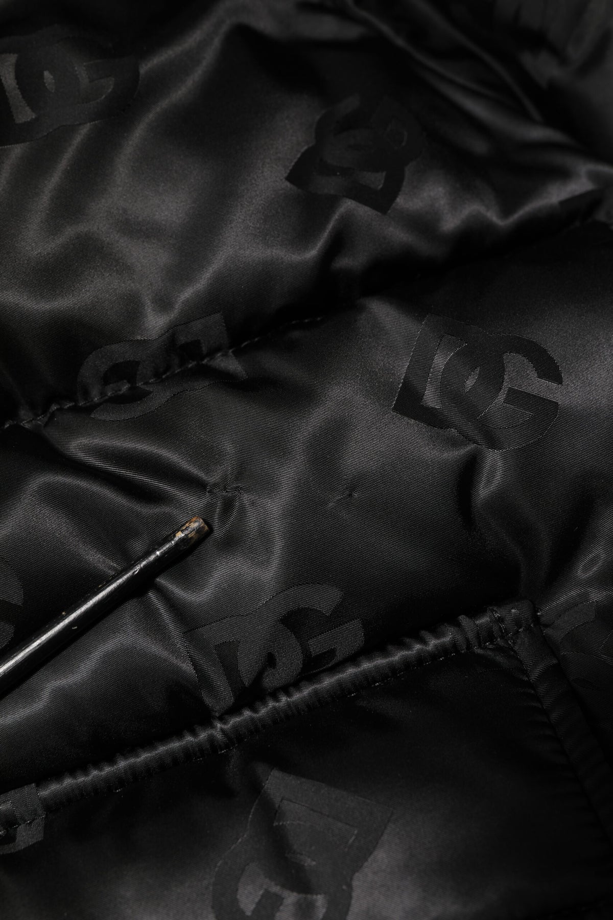 Black Monogram Logo Puffer Nylon Hooded Jacket