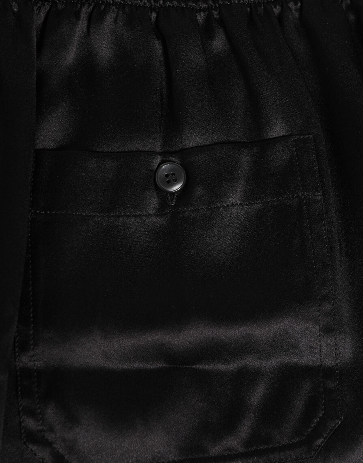 Black Silk Satin Elastic Men Boxer Short Swimwear