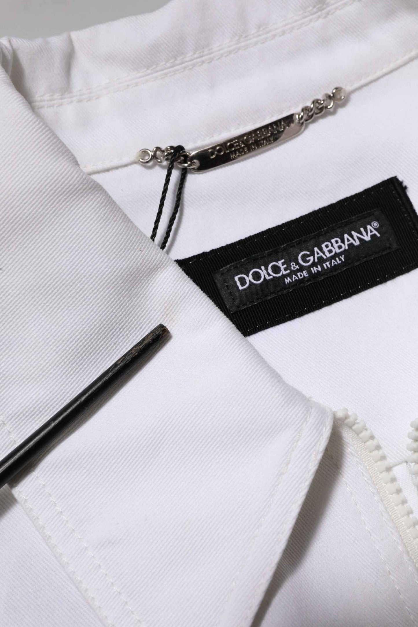 White Barcode Patch Utility Zip Jumpsuit Pants