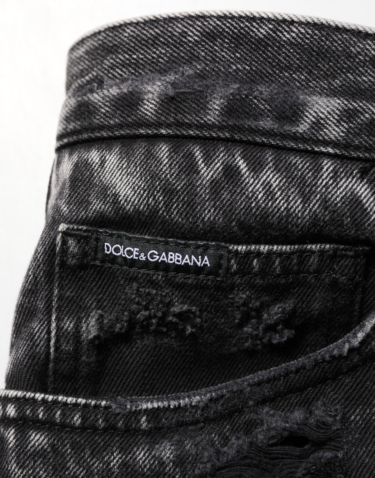 Black Washed Ripped Loose Cotton Denim Jeans