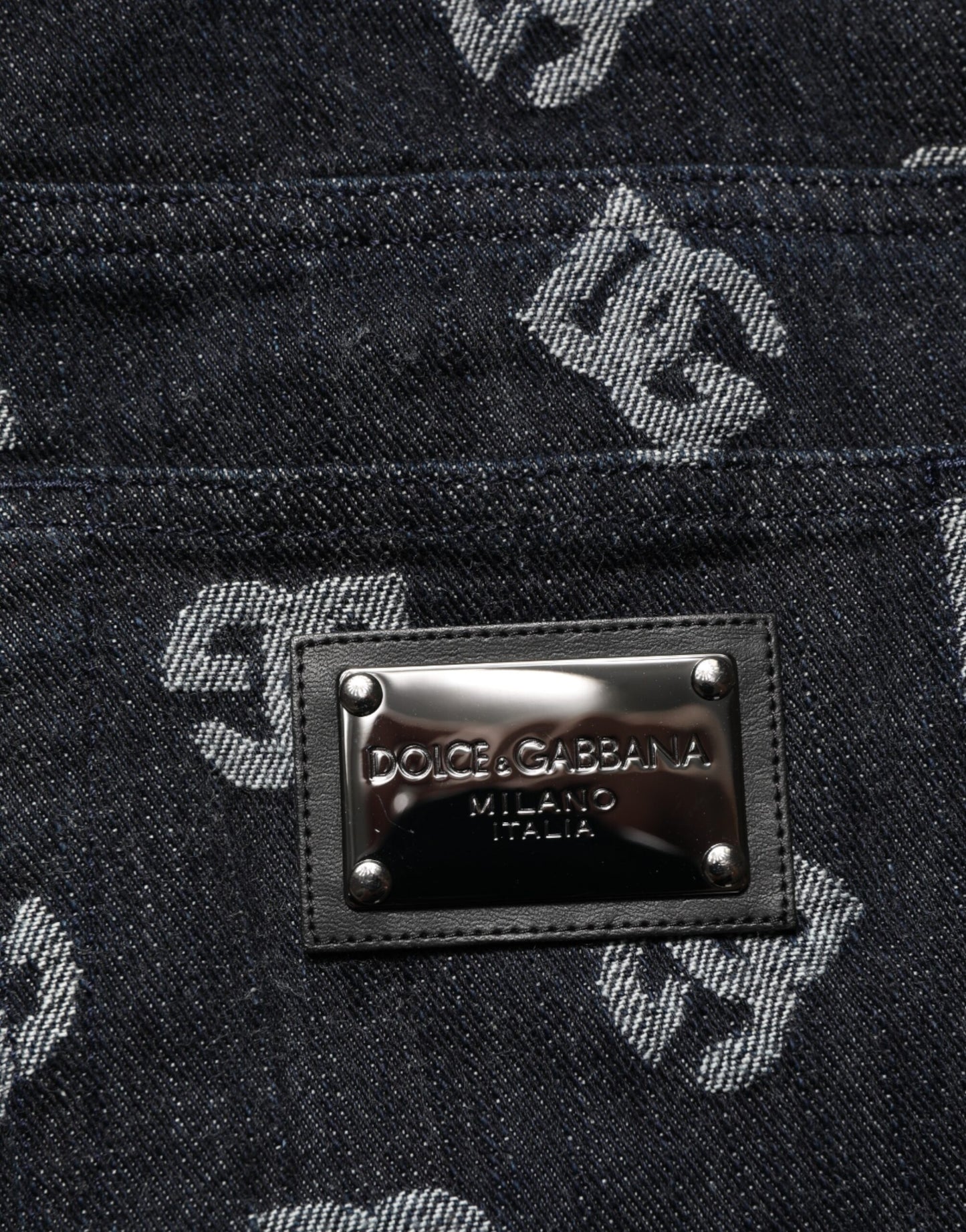 Black DG Monogram Cotton Skinny Denim Jeans