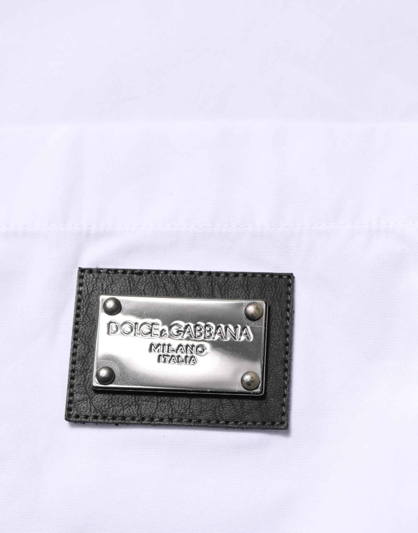 White Logo Plaque Collared Formal Dress Shirt