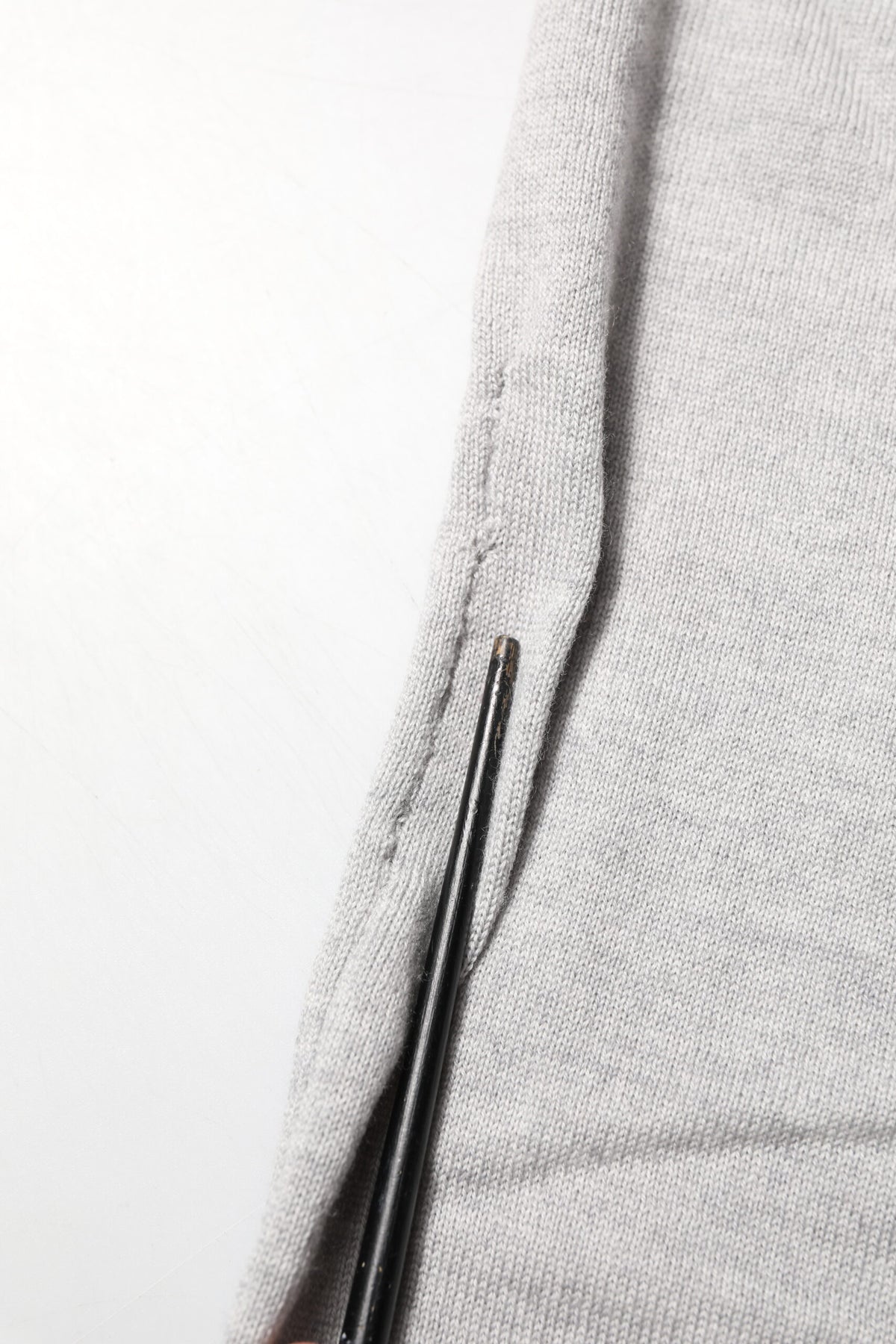 Gray Wool Knit Logo V-Neck Pullover Sweater