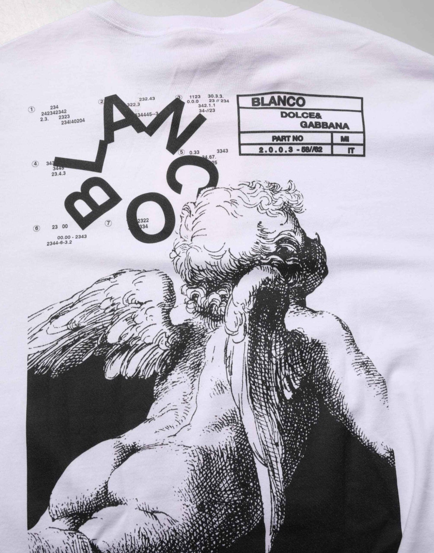 White Angel Print Cotton Men Crew Neck T-shirt