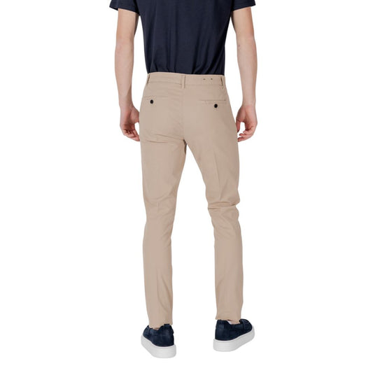 Beige Cotton Skinny Pants