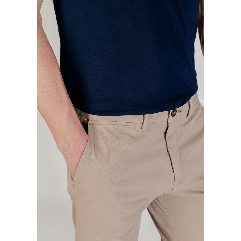 Beige Cotton Skinny Pants