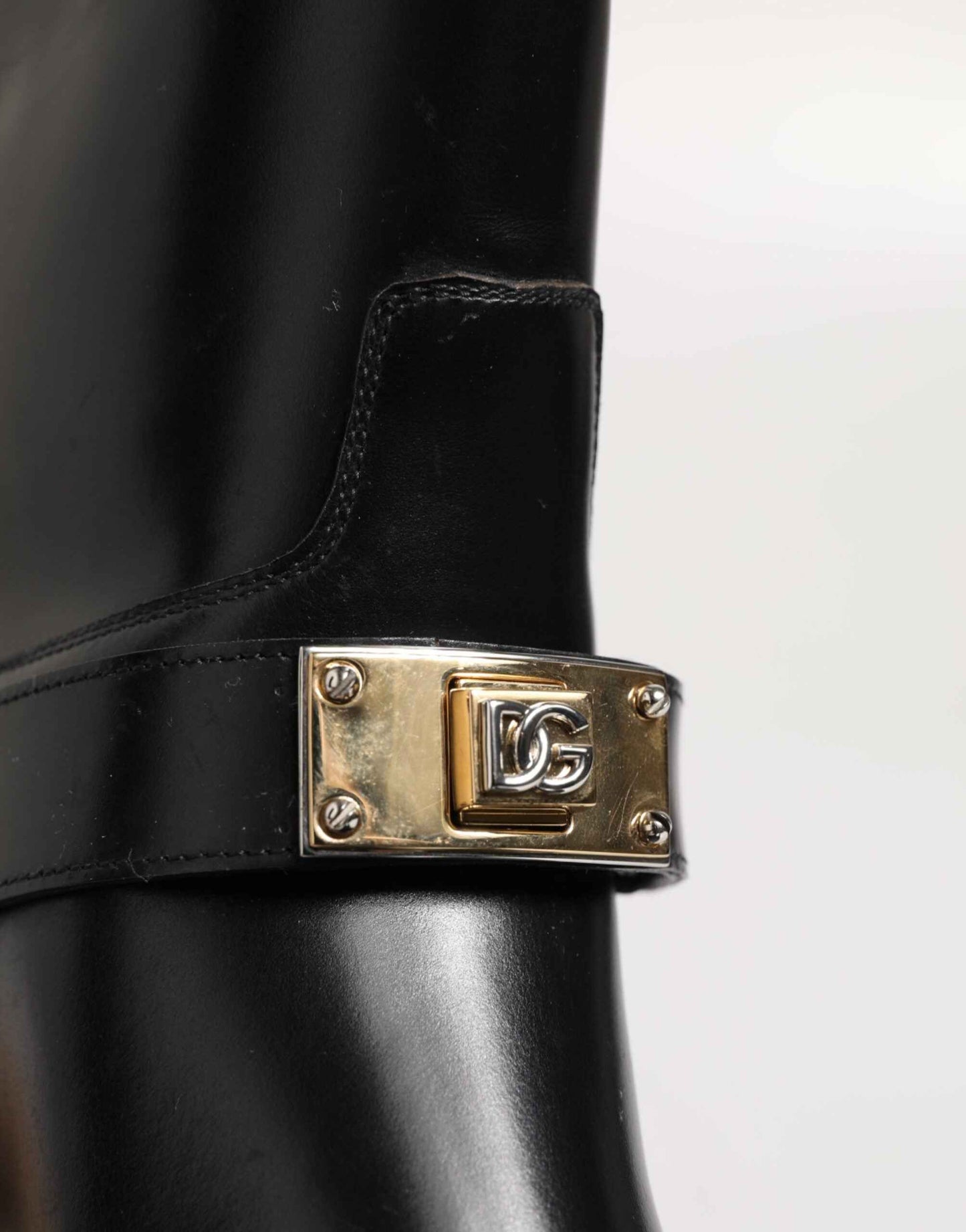 Black Logo Plaque Over The Calf Boots Shoes