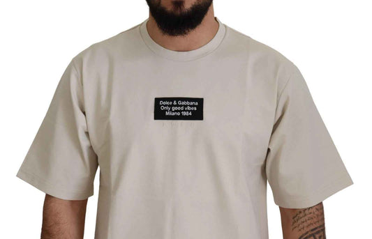 Ivory Cotton Ivory Printed Crewneck