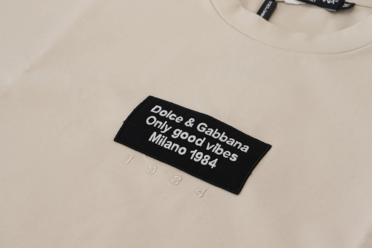 Ivory Cotton Ivory Printed Crewneck