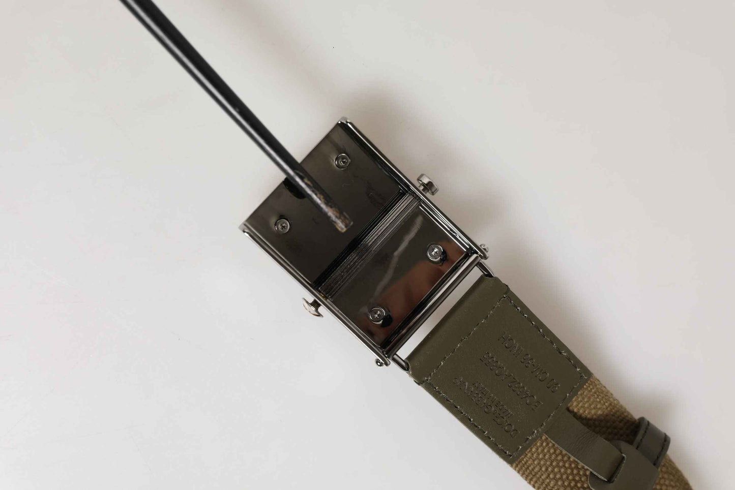 Military Green Nylon Logo Metal Buckle Belt