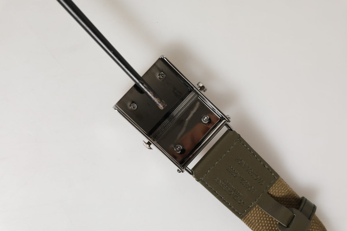 Military Green Nylon Logo Metal Buckle Belt