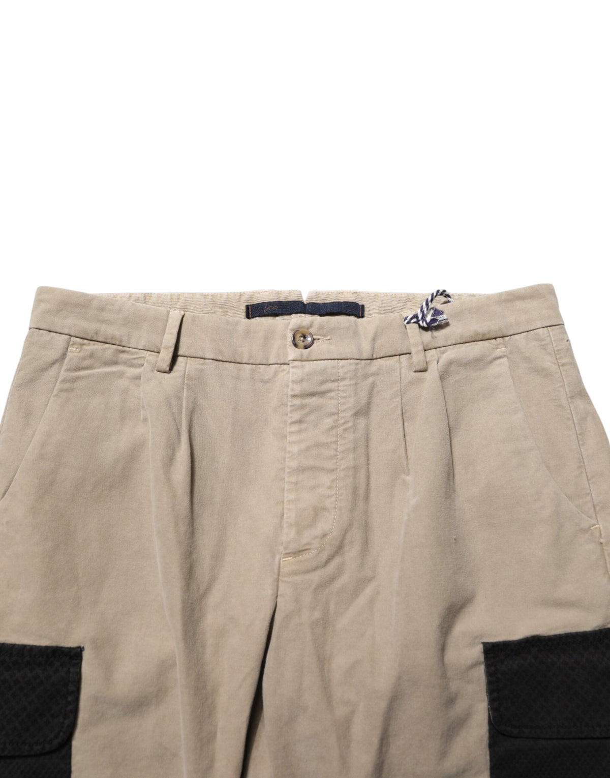 Beige Mid Waist Skinny Men Cargo Chino Trouser Pants