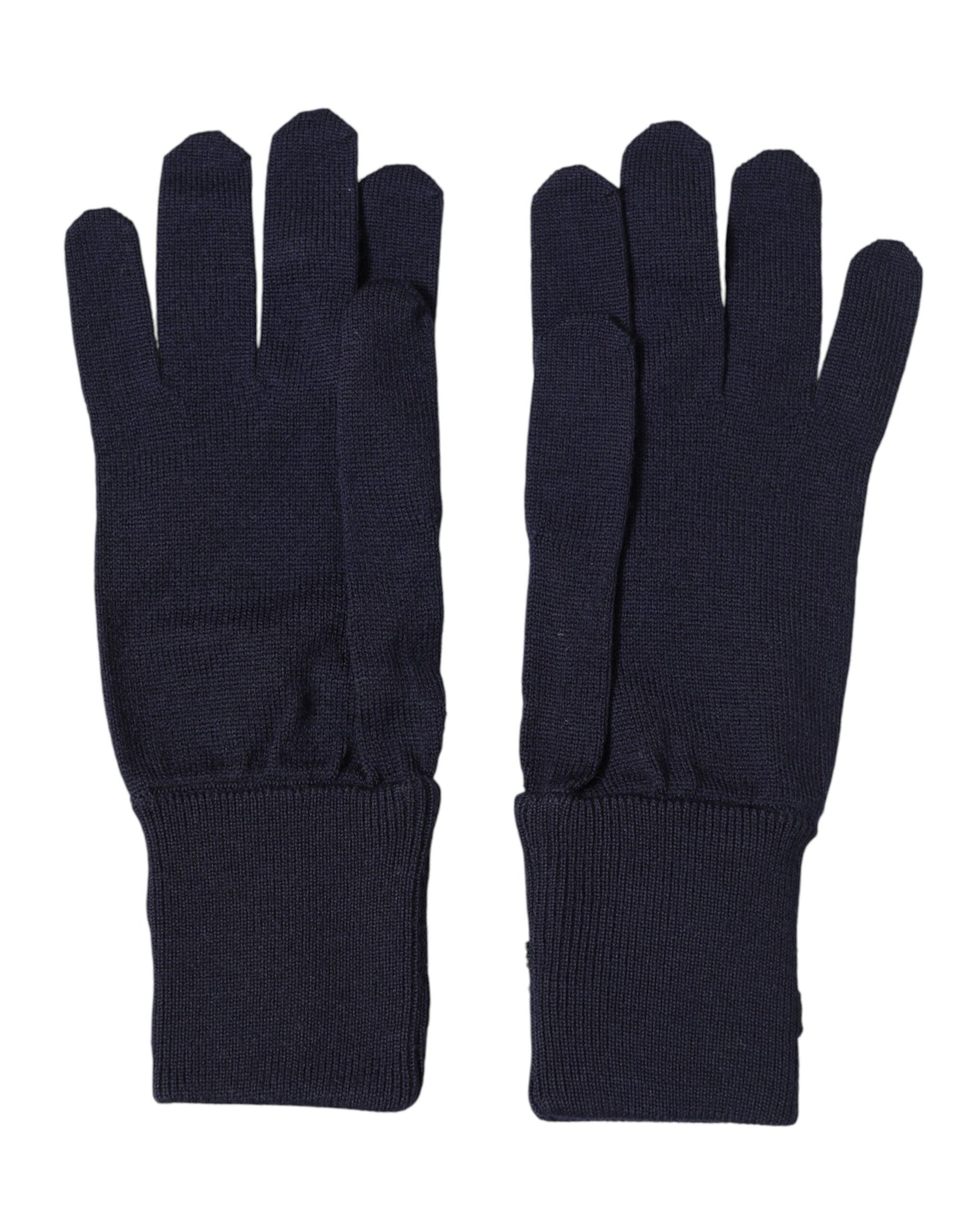 Blue Wool Knit #DGLovesLondon Embroidered Mitten Gloves