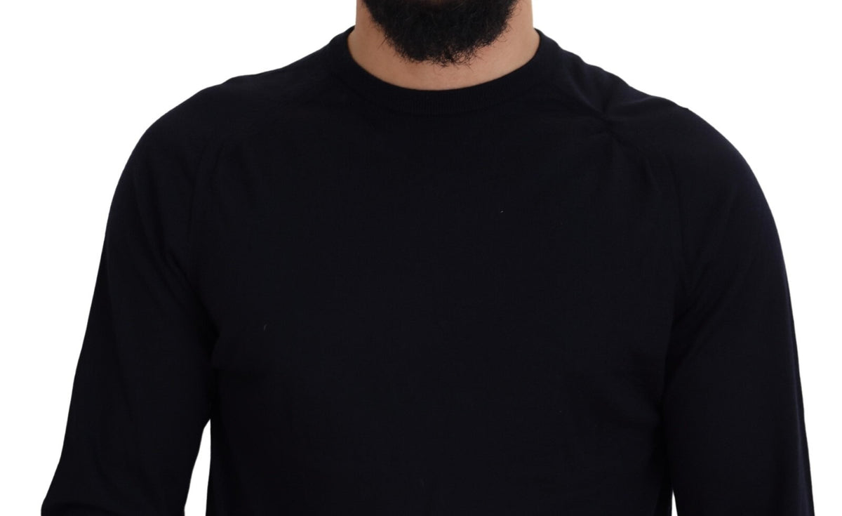 Black Wool Crewneck Pullover Sweatshirt Sweater