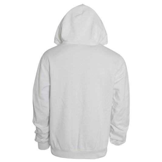 White Cotton Hooded Pullover Sweatshirt Men
