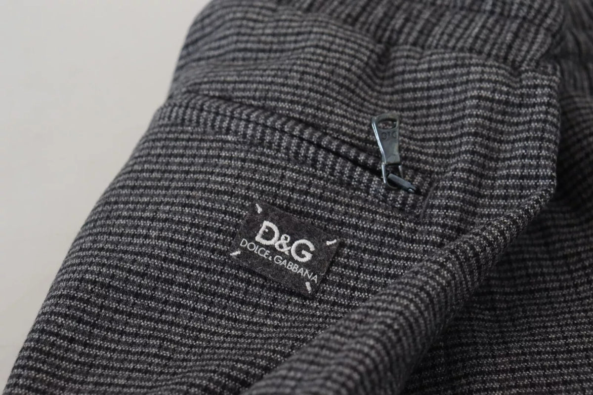 Gray Striped Wool Skinny Trouser Pants
