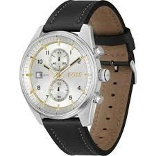 Black Leather Dress Watch