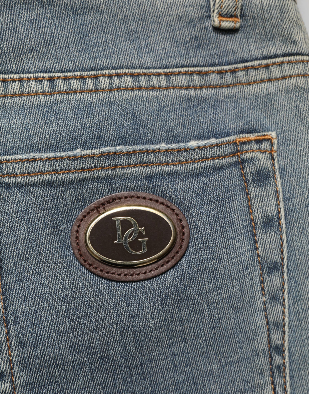 Blue Two Tone Cotton Men Skinny Denim Jeans