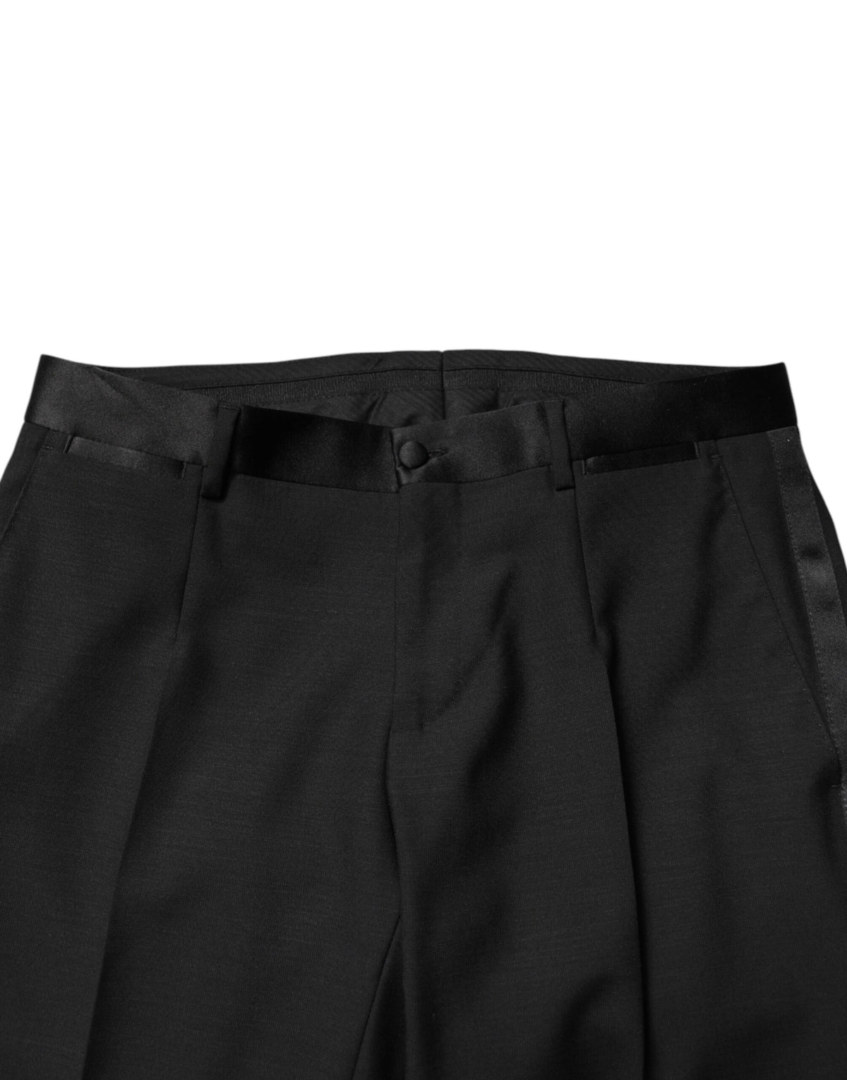 Black Wool Mid Waist Men Dress Trousers Pants