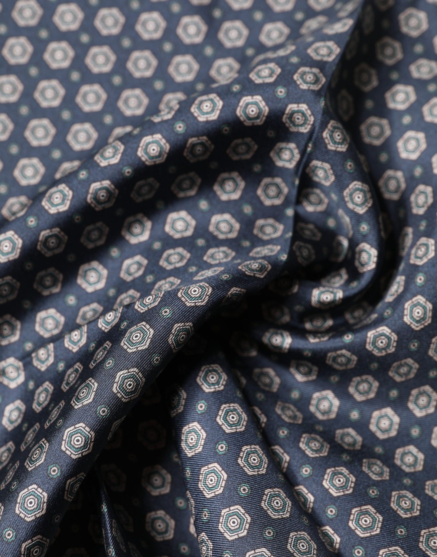 Blue Patterned Silk Square Handkerchief Scarf