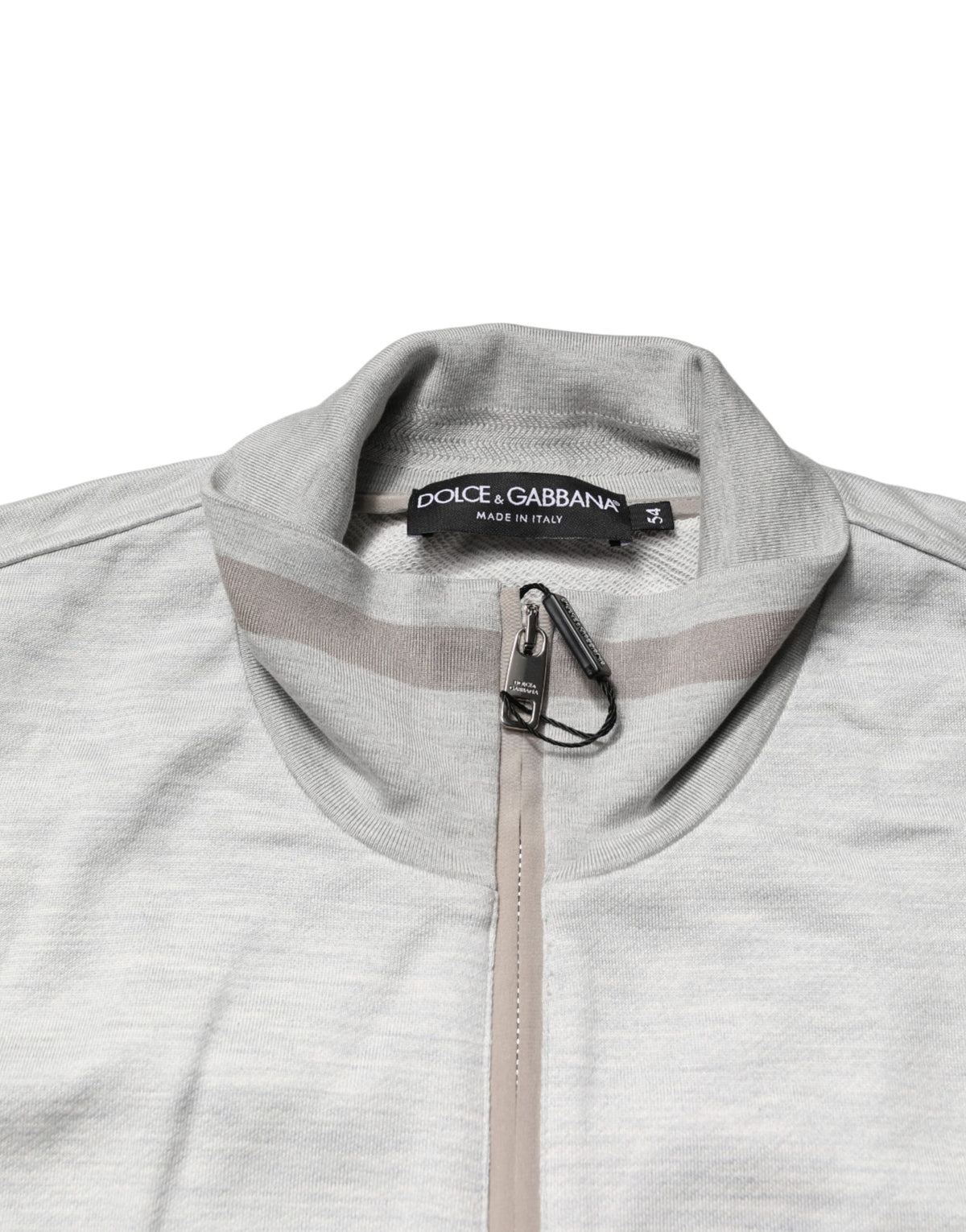 Light Gray Cotton Zipped Cardigan Sweater