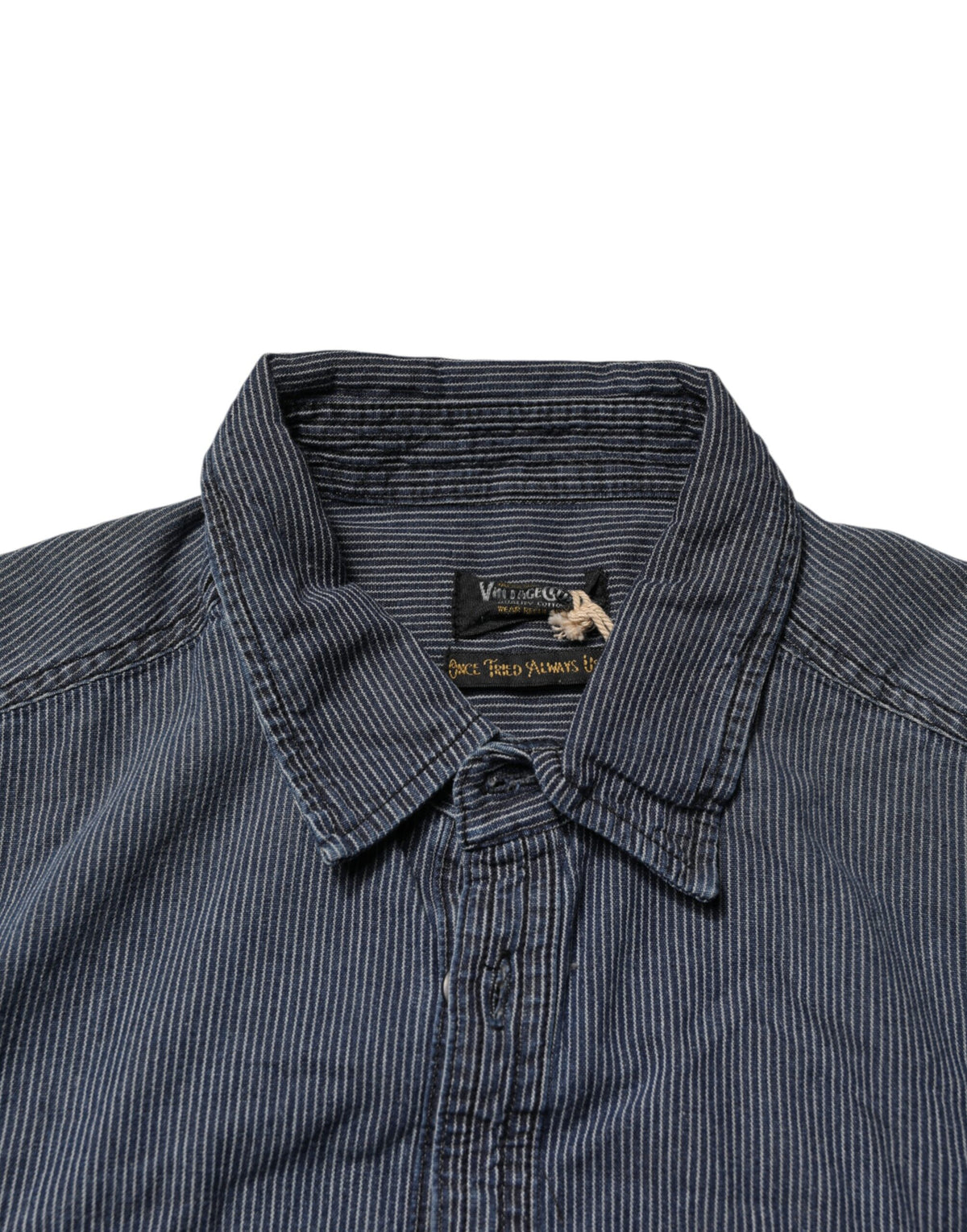 Blue White Button Down Long Sleeves Men Denim Shirt