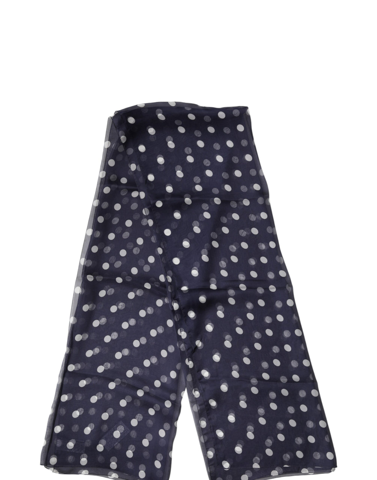 Blue Polka Dot Silk Neck Wrap Shawl 205cm x 132cm Scarf
