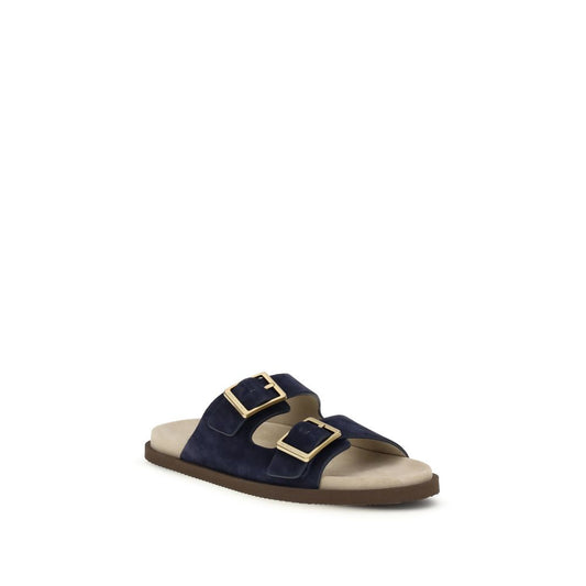 Blue Calf Leather Bos Taurus Flat Sandals