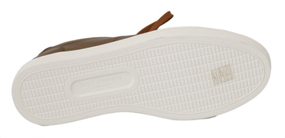 Gold Leather Mens Casual Sneakers Dolce & Gabbana