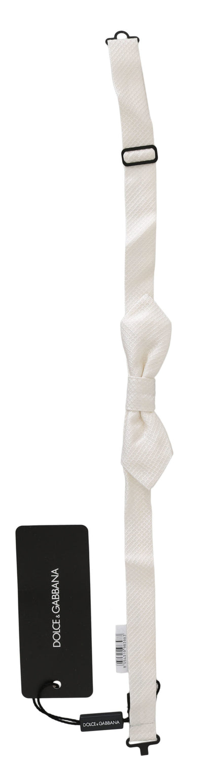 White 100% Silk Slim Adjustable Neck Papillon Men Tie Dolce & Gabbana