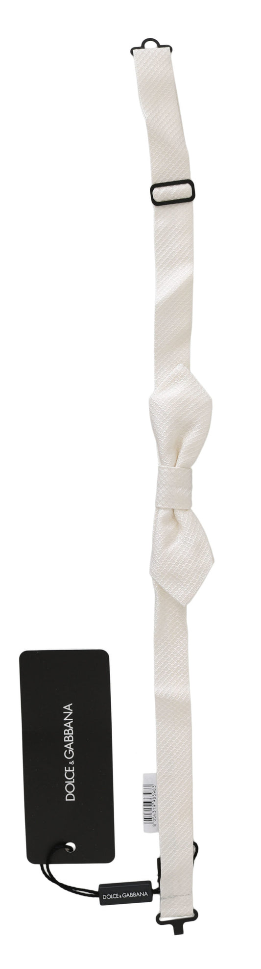 White 100% Silk Slim Adjustable Neck Papillon Men Tie Dolce & Gabbana