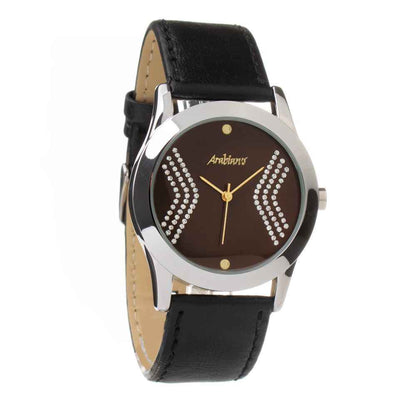 Black Leather Dress Watch