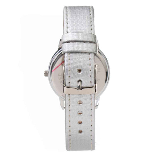 Silver Leather Dress Watch