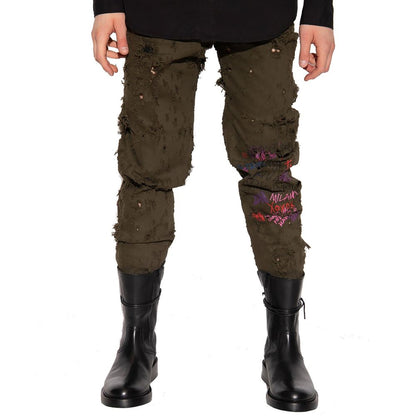 Bicolor Cotton Casual Pants