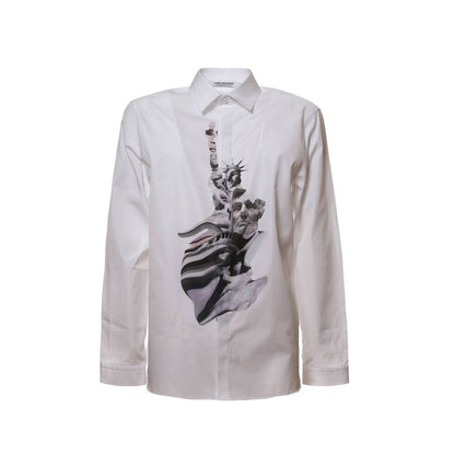 White Cotton Pattern Shirt